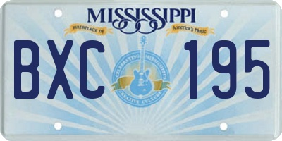 MS license plate BXC195