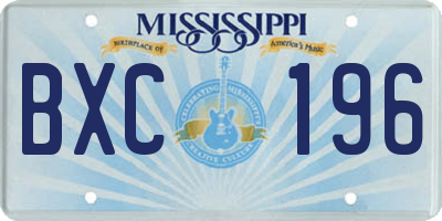 MS license plate BXC196