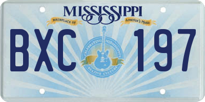 MS license plate BXC197