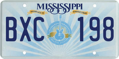MS license plate BXC198