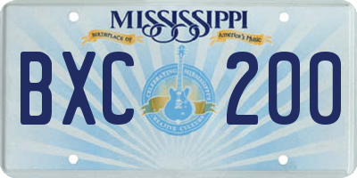 MS license plate BXC200