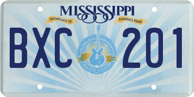 MS license plate BXC201