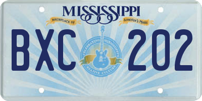 MS license plate BXC202