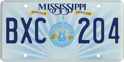 MS license plate BXC204