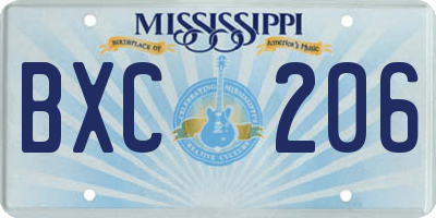 MS license plate BXC206