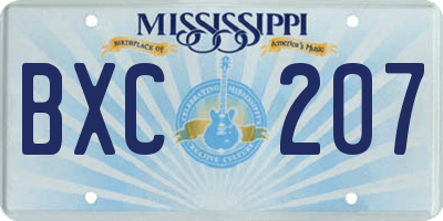 MS license plate BXC207