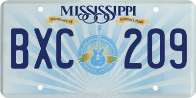 MS license plate BXC209