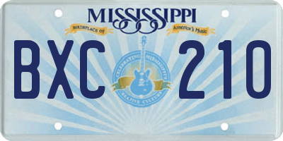 MS license plate BXC210