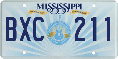 MS license plate BXC211