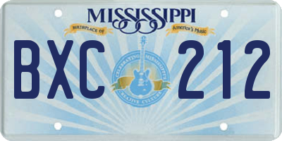 MS license plate BXC212