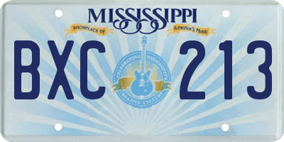 MS license plate BXC213