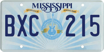MS license plate BXC215