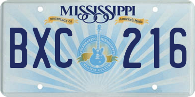 MS license plate BXC216