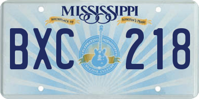 MS license plate BXC218