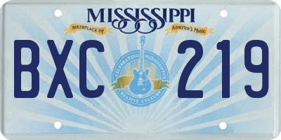 MS license plate BXC219