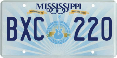 MS license plate BXC220