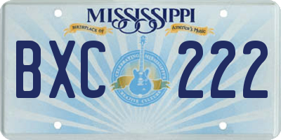 MS license plate BXC222