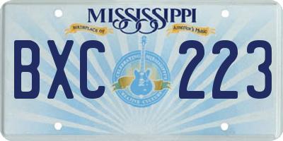 MS license plate BXC223