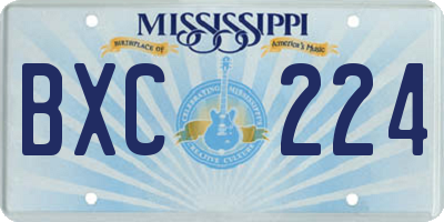 MS license plate BXC224