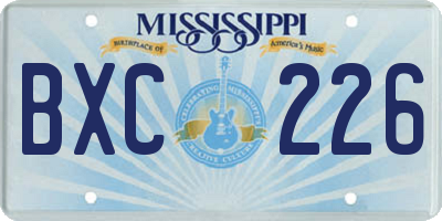 MS license plate BXC226