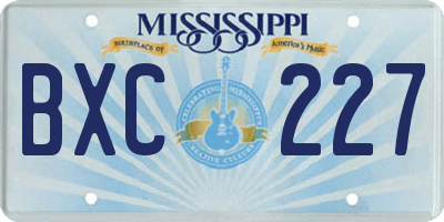 MS license plate BXC227