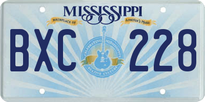 MS license plate BXC228