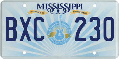 MS license plate BXC230