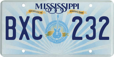 MS license plate BXC232