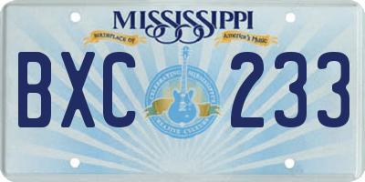 MS license plate BXC233