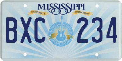 MS license plate BXC234