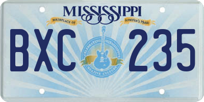 MS license plate BXC235