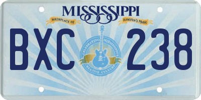 MS license plate BXC238