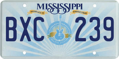 MS license plate BXC239