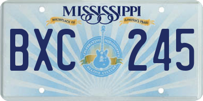 MS license plate BXC245