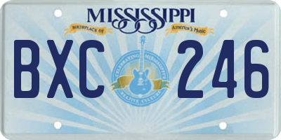 MS license plate BXC246