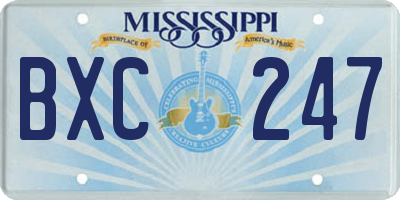 MS license plate BXC247