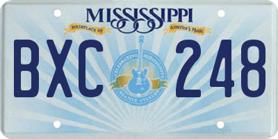MS license plate BXC248