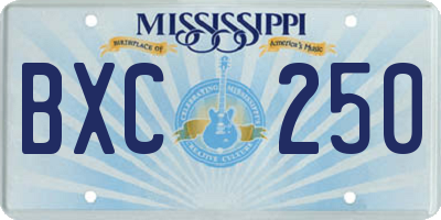 MS license plate BXC250