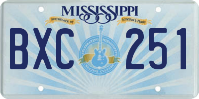 MS license plate BXC251
