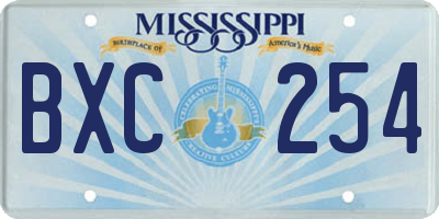 MS license plate BXC254