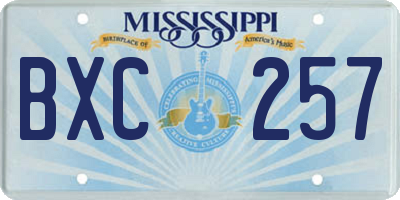 MS license plate BXC257