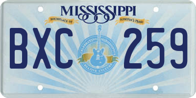 MS license plate BXC259