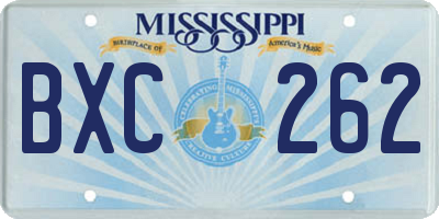 MS license plate BXC262