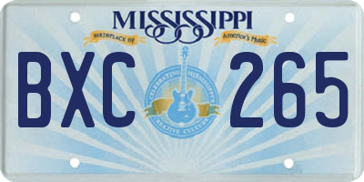 MS license plate BXC265