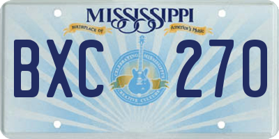 MS license plate BXC270