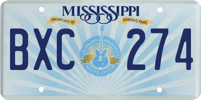 MS license plate BXC274