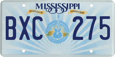 MS license plate BXC275