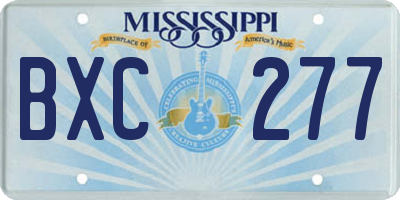 MS license plate BXC277