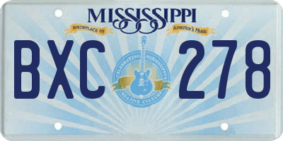 MS license plate BXC278