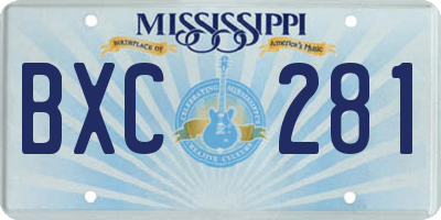 MS license plate BXC281